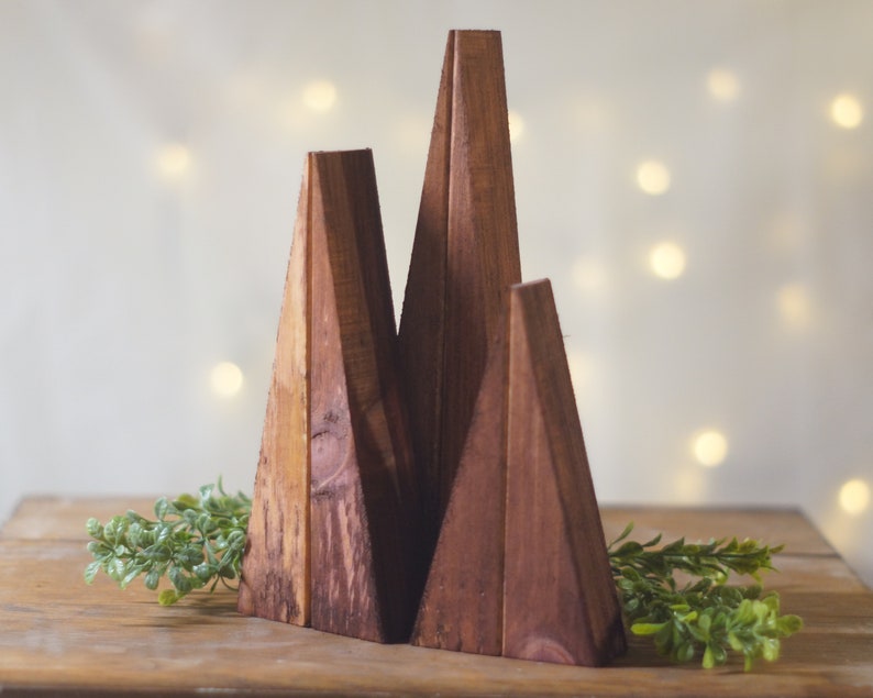 Set of Wood Christmas Trees, Wooden Trees, Rustic Holiday Decor, Farmhouse Christmas Decorations, Natural Boho Cozy Mantle Fireplace Ideas image 10