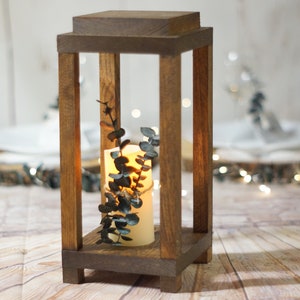 Wooden Lantern decor, Rustic Wedding centerpiece, Party Decor, Candle lantern, Rustic Home Decor, Tall Brown Country, boho natural casual