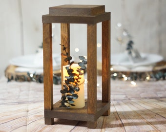 Wooden Lantern decor, Rustic Wedding centerpiece, Party Decor, Candle lantern, Rustic Home Decor, Tall Brown Country, boho natural casual