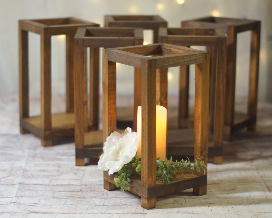 YIYIBYUS Brown Rustic Wooden Candle Holder Wedding Lantern Centerpiece  Wedding Table Decoration ( 12-Pcs ) JJOUY85ZWDZY8 - The Home Depot