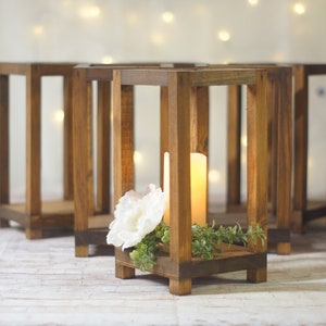 6 Bulk Wedding Lantern Centerpiece, Rustic Wedding Table Decoration, Farmhouse Decor, Wooden Candle Holder, Country Barn wedding Gift