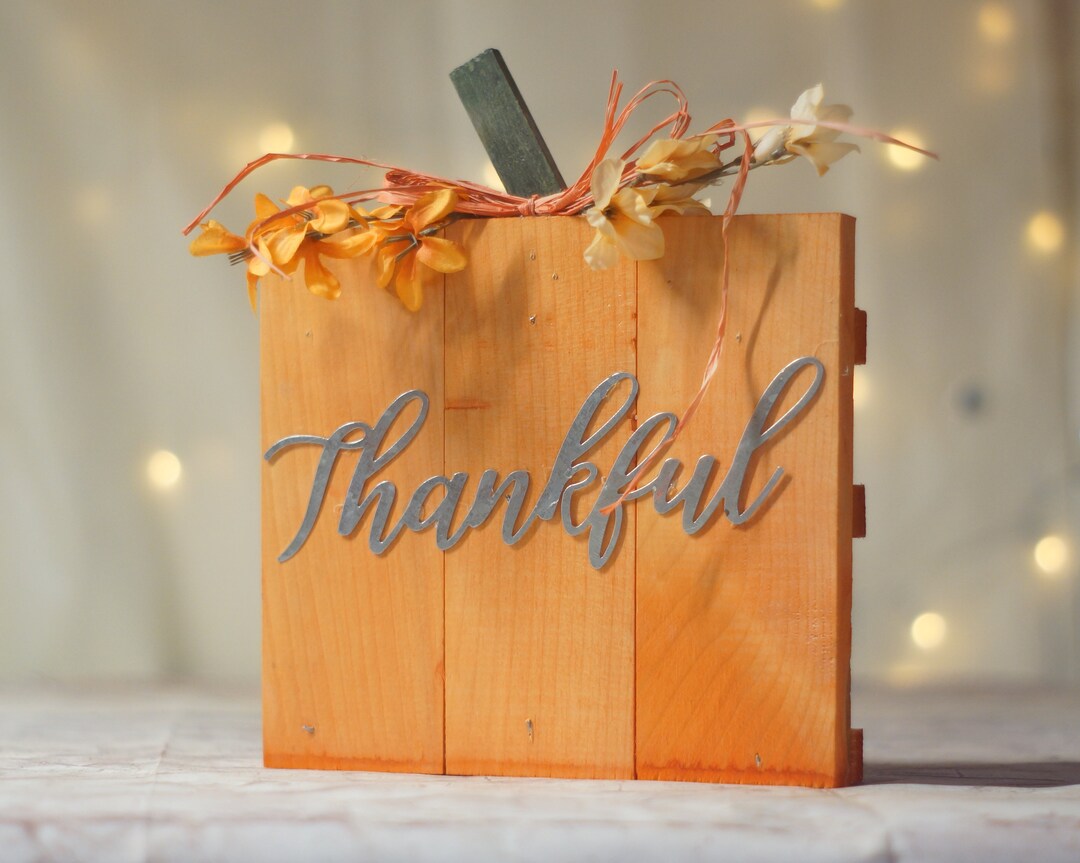 Fall Thankful Sign Reclaimed Wood Pumpkin Thankful Sign, Rustic Fall Decor - Etsy