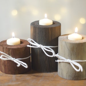 Wood Candle Holders Rustic Wedding Centerpiece Modern Home - Etsy