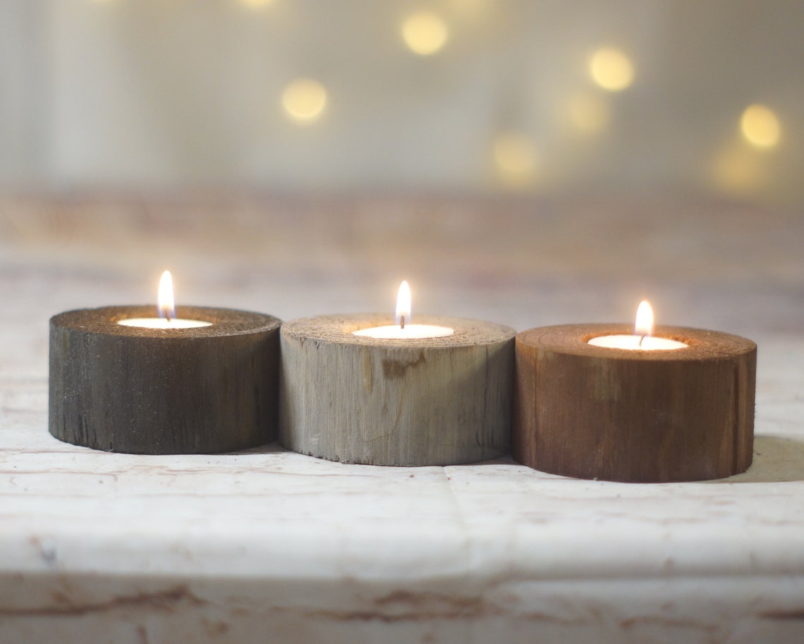 Wood candle Holders Rustic Wedding Centerpiece Modern Home | Etsy