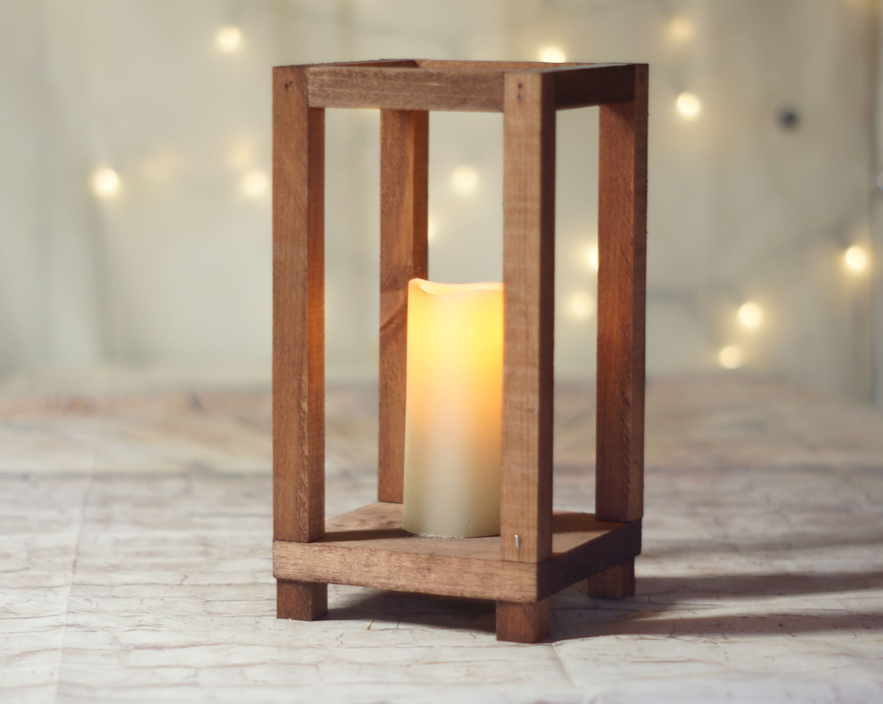 Wooden Lantern, Ready to Ship, Reclaimed Wood, Candle Lantern, Tea