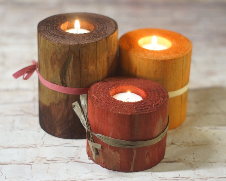 Log Candles, Harvest Colors, Fall Decor, Thanksgiving Table Decorations, Fireplace mantle, Holiday Decor gift, Hostess Present, Autumn set image 5