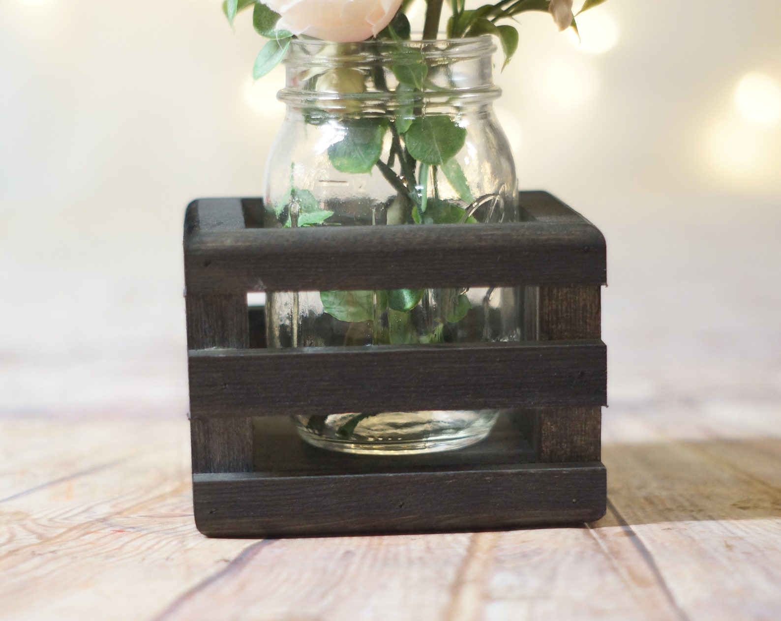 Reclaimed Wood Box Centerpiece Mason Jar Flower Box Organizer Etsy