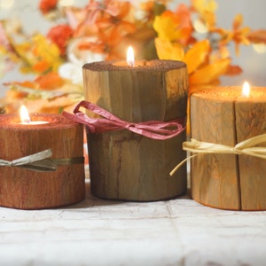 Log Candles, Harvest Colors, Fall Decor, Thanksgiving Table Decorations, Fireplace mantle, Holiday Decor gift, Hostess Present, Autumn set image 8