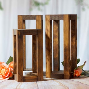 3 Rustic Wood Candle Lantern, wedding  lantern, rustic lantern, 5th anniversary gift, boho candle lantern, wedding centerpiece, farmhouse
