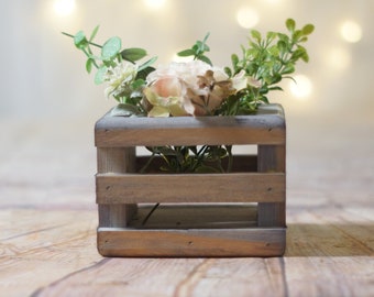 Wood Box Centerpiece, Wishing Well Basket, Mason Jar Box,  Mason Jar Wood Holder, Flower Box, Organizer Storage Caddy, Wooden Planter Candle