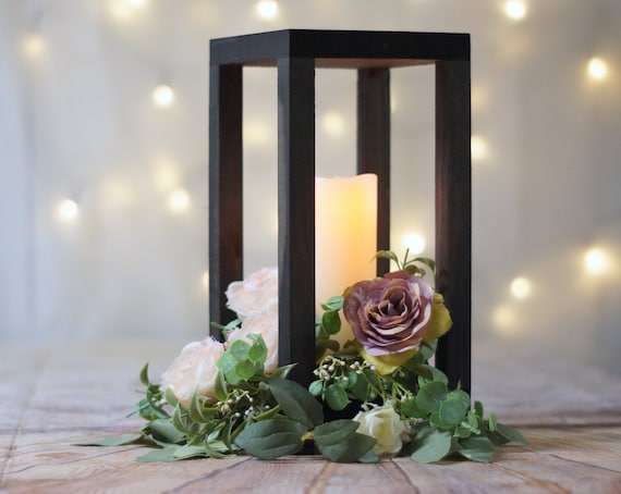 Black Wood Lantern Centerpeice Rustic Wedding Decor - Etsy