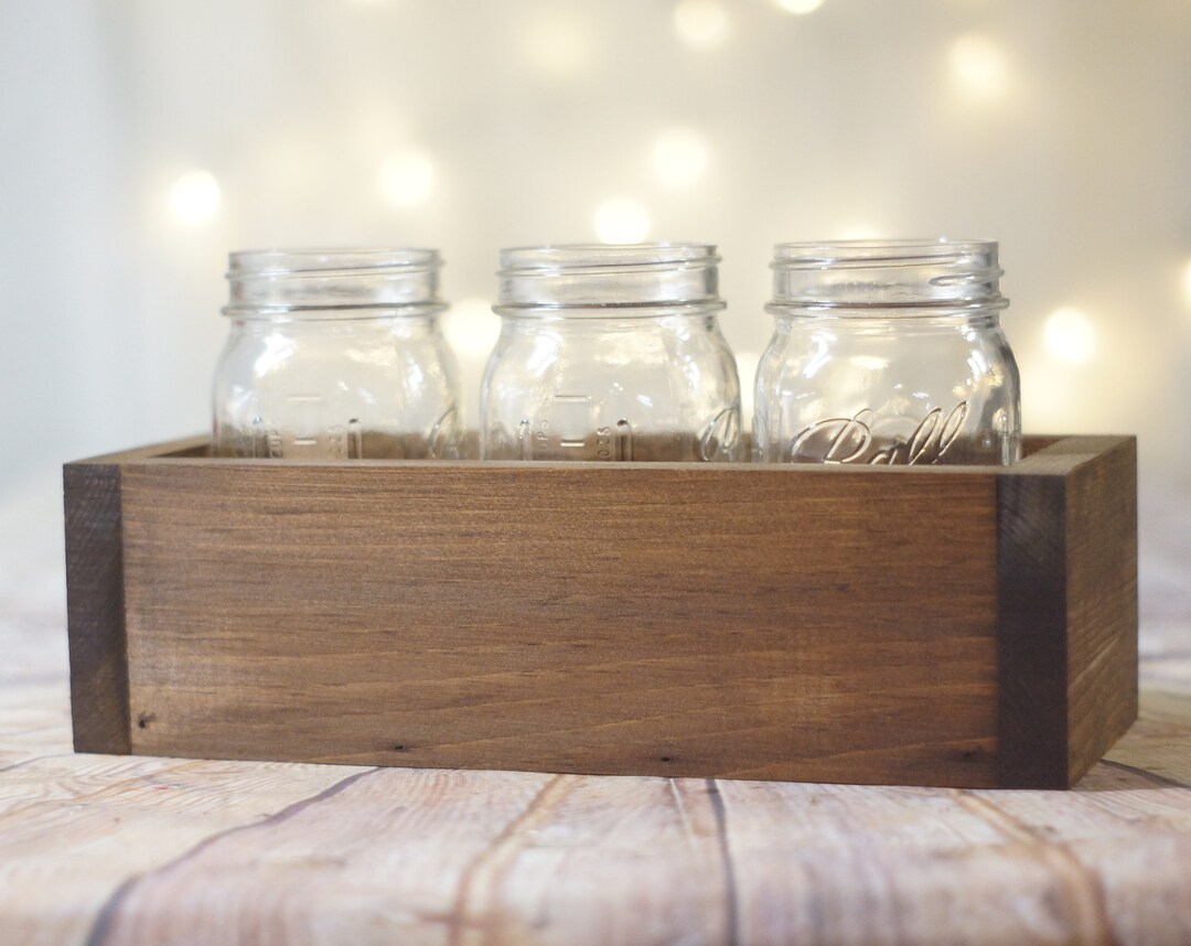 Reclaimed Wood Box Organizer Storage Caddy, Small Apothecary Caddy for