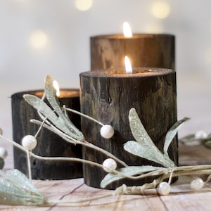 Wood Candle Holders, Rustic Wedding Centerpiece, Modern Home Decor