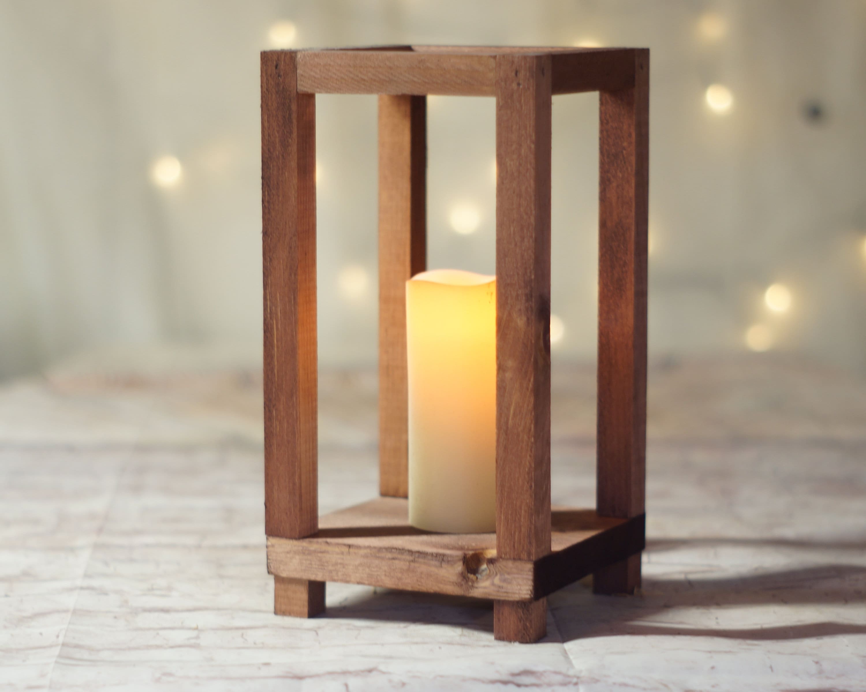 Wooden Lantern, Ready to Ship, Reclaimed Wood, Candle Lantern, Tea