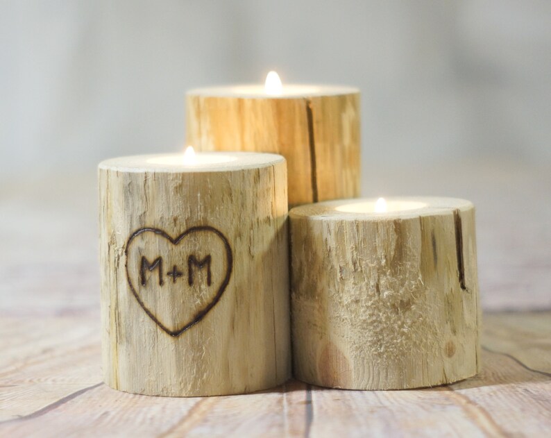 Personalized Candle Holder Rustic Home Decor Personalized Etsy