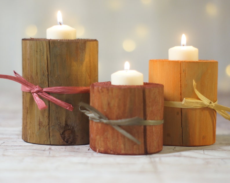 Log Candles, Harvest Colors, Fall Decor, Thanksgiving Table Decorations, Fireplace mantle, Holiday Decor gift, Hostess Present, Autumn set image 3