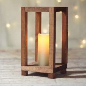 Wooden Lantern, Ready to ship, Reclaimed Wood, candle lantern, tea light holder, unique lighting, handmade Rustic for event centerpieces