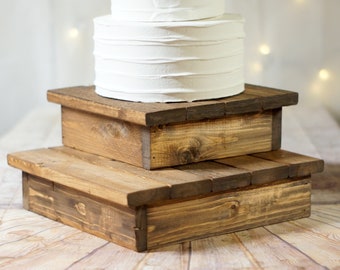 10-12" Wood cake stand set, rustic wedding decor, reclaimed wood, Wooden riser box, cupcake, baby bridal shower, table decorations, handmade