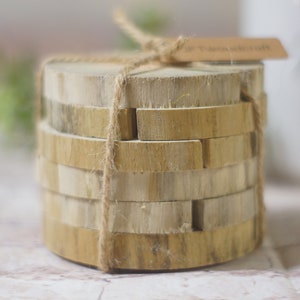 6 Natural Tree Wood Coasters, Tree Branch Wood Discs, Cut Craft Slices, reclaimed wood, rustic home decor, farmhouse kitchen, wedding favor image 6
