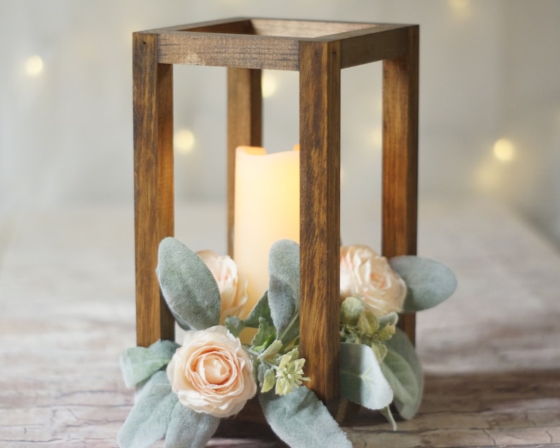 Wood Lantern, Centerpieces for wedding, lantern centerpiece, rustic home decor, wedding center pieces for tables, rustic wedding decor, ETOT image 9