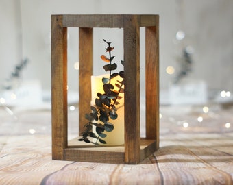 Rustic 9" Lanterns, Wooden Lanterns, Rustic Wedding Lanterns, Country Home Decor, Rustic Lanterns, Reclaimed Rustic Wooden lantern set