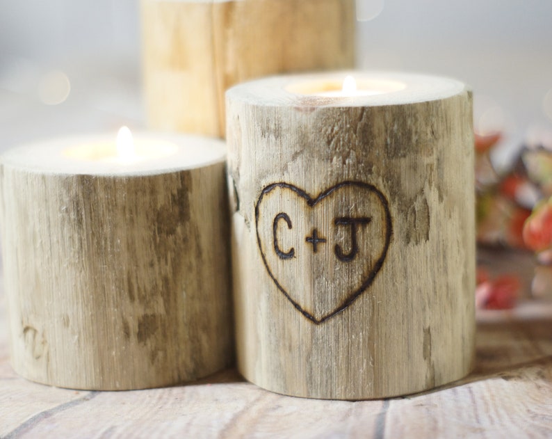 Personalized Candle Holder Rustic Home Decor Personalized Etsy