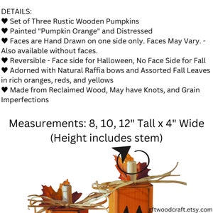 Handmade Wood Pumpkins gift, Rustic Halloween Decor, Pumpkin Decor, Reclaimed Wood, Hand Painted, Wooden Pumpkins, Fall seasonal decor image 2
