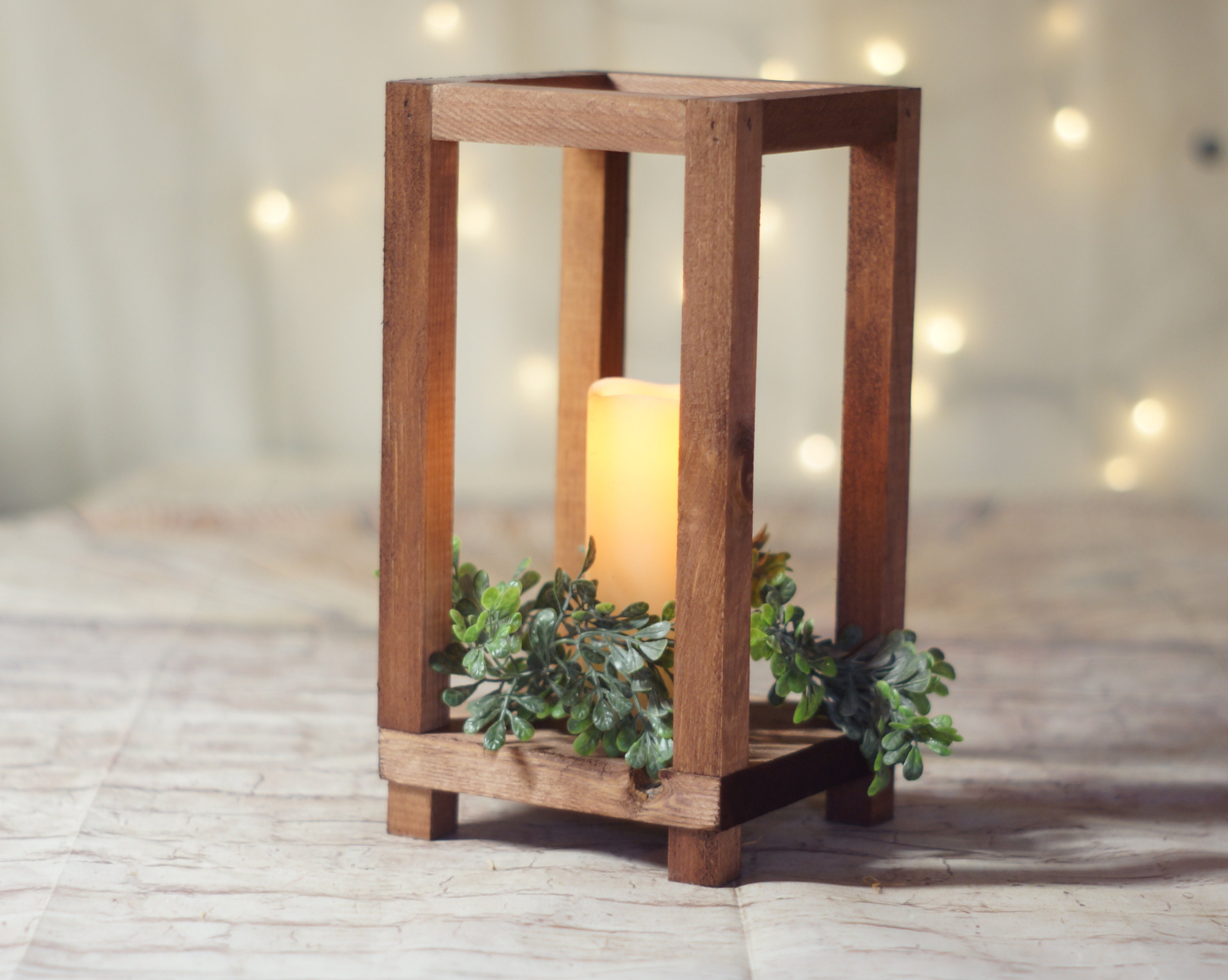 Reclaimed Wood Lantern, Rustic Candle Tea Light Holder, Handmade