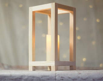 Unfinished Wood Lantern, DIY Wedding Centerpiece, Rustic Decor