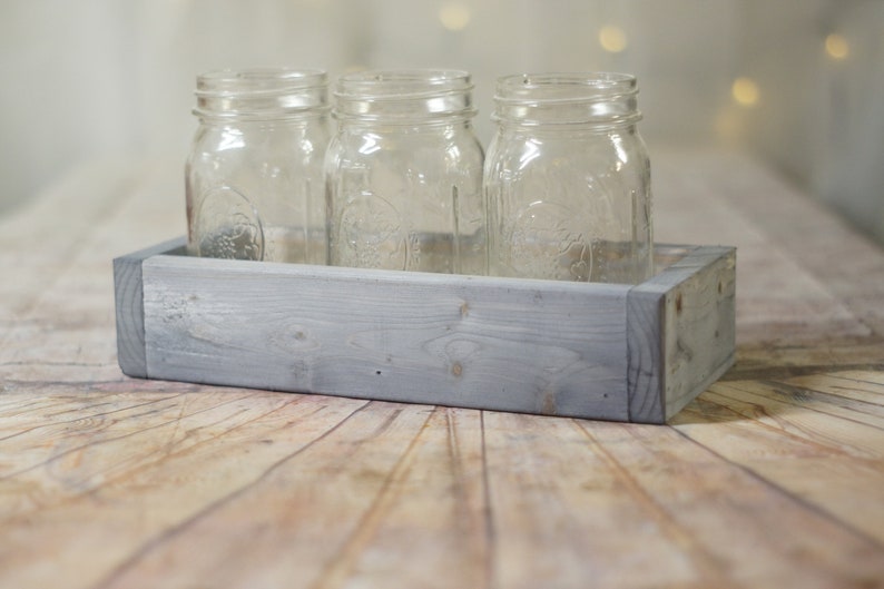 Reclaimed Wood Box Organizer Storage Caddy, Small Apothecary Caddy for Bathroom and Kitchen Organization, Minimalist Rustic, Rack cabinet SMOKE