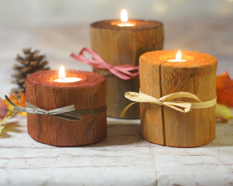 Log Candles, Harvest Colors, Fall Decor, Thanksgiving Table Decorations, Fireplace mantle, Holiday Decor gift, Hostess Present, Autumn set image 6