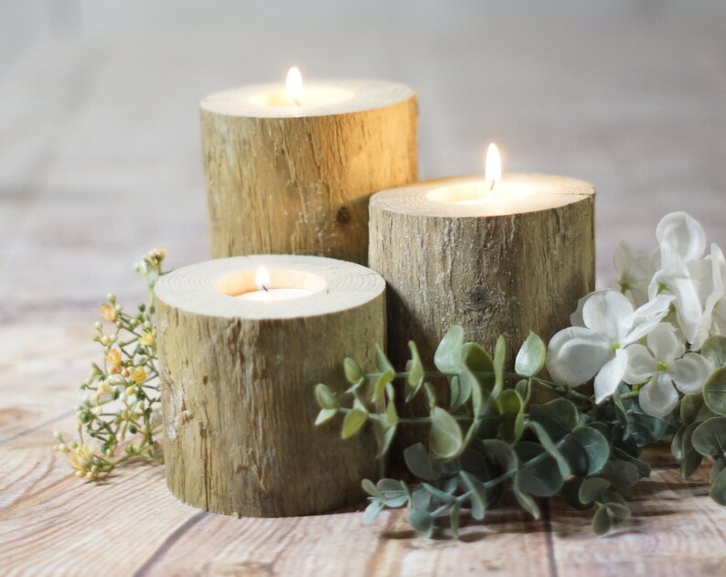 Wood Tealight Holder Log Candle Rustic Home Decor Wedding Reclaimed - Fireplace Log Candle Holder Wood Tealight Holder Log Candle Rustic Home Decor Wedding Reclaimed - Fireplace Log Candle Holder