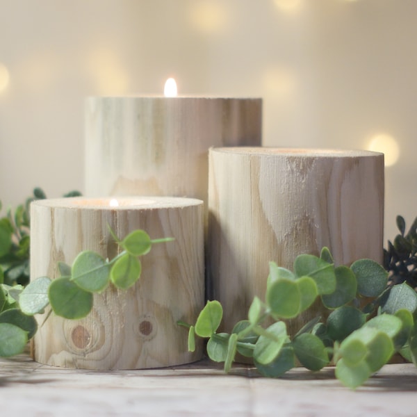 Log Candle Holder Centerpiece Etsy