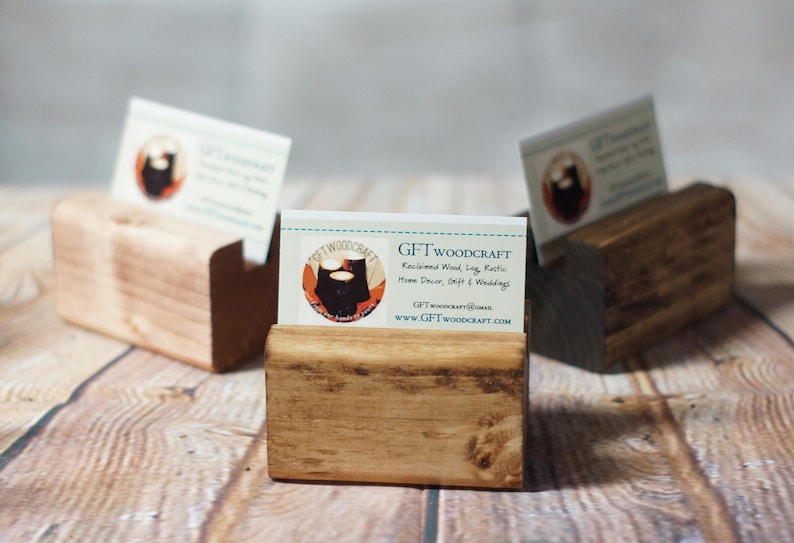 Business Card Holder Reclaimed Wood Business Card Etsy