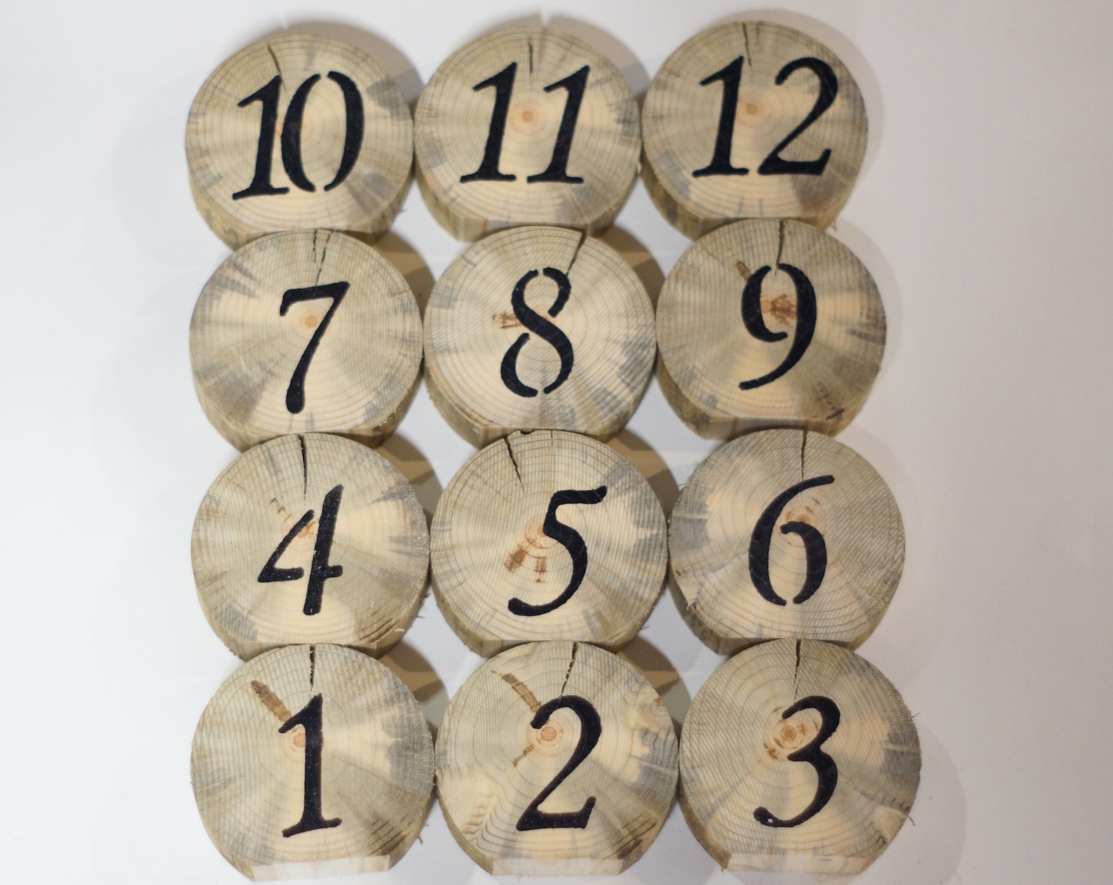 log-slice-table-numbers-rustic-wedding-wooden-numbers-boho-etsy