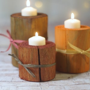 Log Candles, Harvest Colors, Fall Decor, Thanksgiving Table Decorations, Fireplace mantle, Holiday Decor gift, Hostess Present, Autumn set image 7