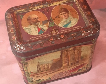 1902 Edward VII Coronation Tin: Royal Portraits & Westminster Abbey