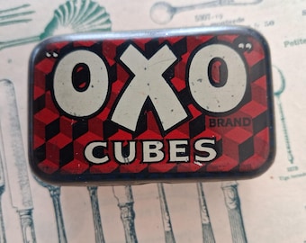 1920's Oxo Cubes vintage tin, 6 cube size, chequer board design,