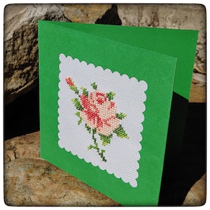 Cadeau - Broderie faite à la main Carte de note pliée / Cartes de notes florales faites à la main / Cartes de notes vierges / Cartes de vœux vierges / Cartes d’art / Cartes de vœux
