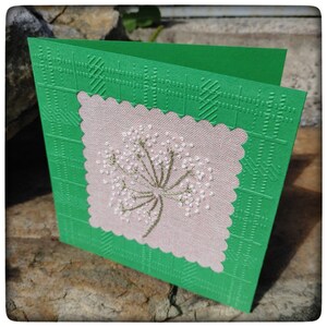 Broderie faite à la main Carte de note pliée / Cartes de notes florales faites à la main / Cartes de notes vierges / Cartes de vœux vierges / Cartes d’art faites à la main