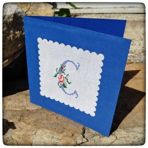 Personnalisé - Broderie faite à la main Carte de note pliée / Cartes de notes florales faites à la main / Cartes de notes vierges / Cartes de vœux vierges / Cartes d’art faites à la main