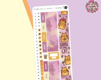 Cats and Coffee Hobonichi Weeks MONTHLY Sticker Kit / Planner Stickers