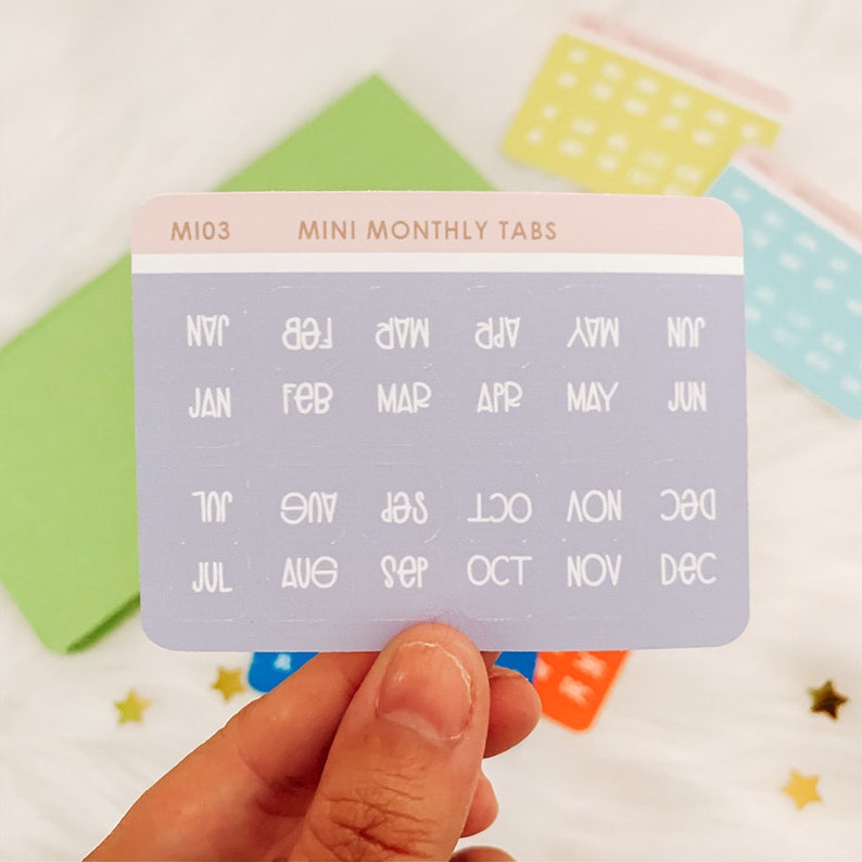Mini monthly tabs hobonichi weeks monthly tab stickers etsy