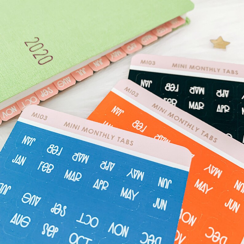 Mini monthly tabs hobonichi weeks monthly tab stickers etsy