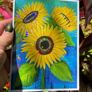 Papier cartonné épais Tournesols holographique 5 x 7 pouces
