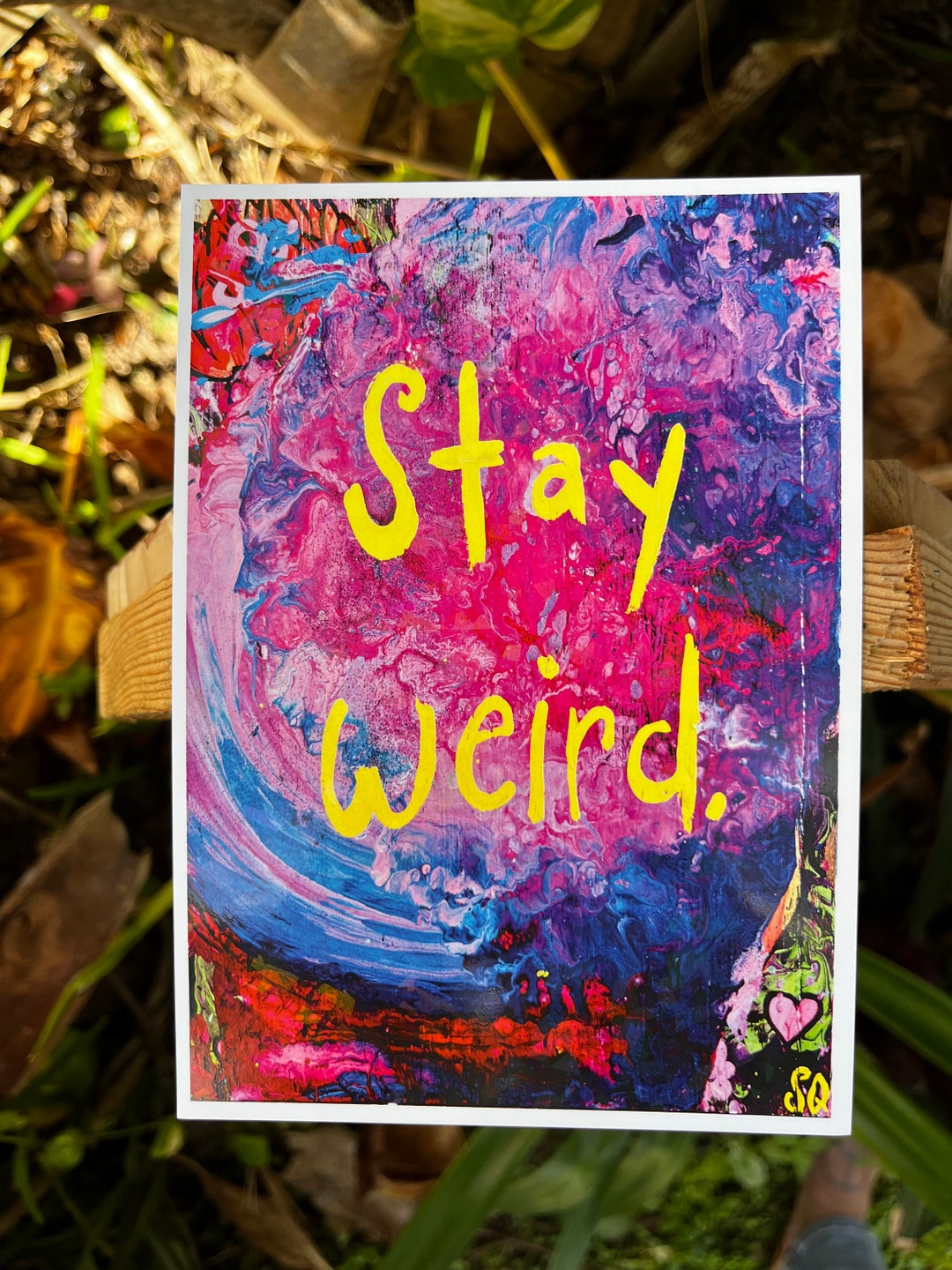 Holographic Stay Weird Heavy Card Stock 5x7 Inch Etsy