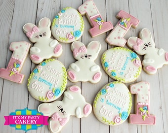 Custom Sugar Cookies / Bunny First Birthday Cookies