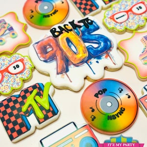 Custom Sugar Cookies / 90&#39;s Themed Cookies / Retro Cookies (1 Dozen)