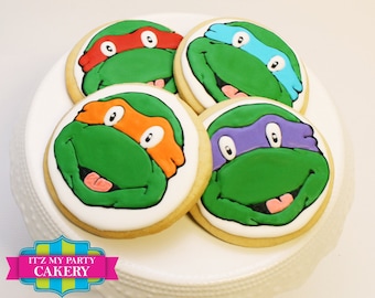 Custom Sugar Cookies / Custom Sugar Cookies / Turtle Head Cookies / TMNT Cookies