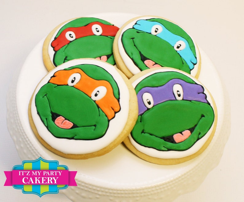 Custom Sugar Cookies / Custom Sugar Cookies / Turtle Head Cookies / TMNT Cookies image 1